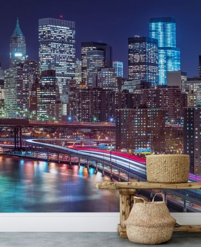 Strisce luminose sulle strade di Manhattan Wallpaper
