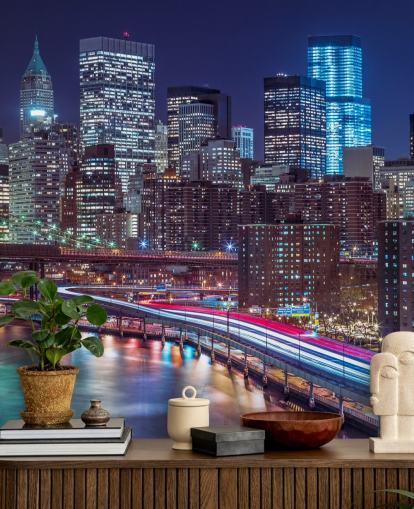 Strisce luminose sulle strade di Manhattan Wallpaper Strisce luminose sulle strade di Manhattan Wallpaper