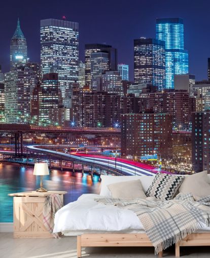 Strip lights on streets of Manhattan Wallpaper