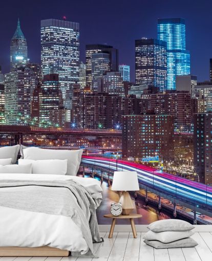 Strip lights on streets of Manhattan Wallpaper