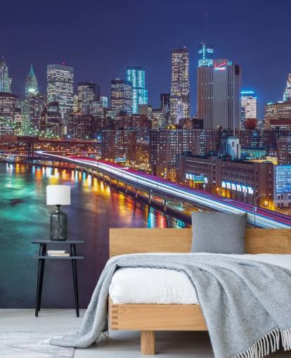 Mural de pared Luces brillantes en Manhattan por East River Mural de pared Luces brillantes en Manhattan por East River