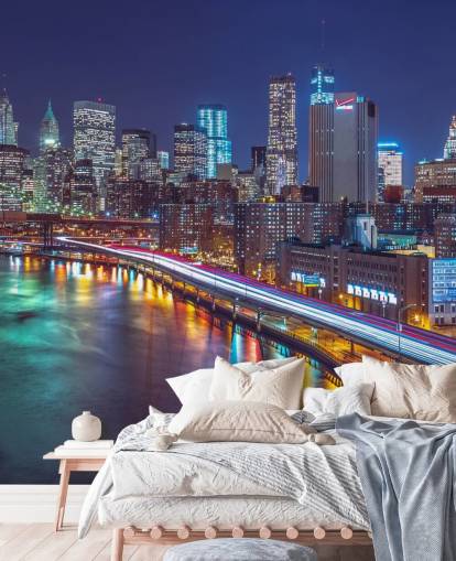 Bright Lights Manhattan by East River Wall Mural