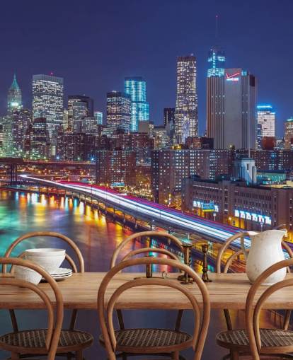 Bright Lights Manhattan by East River Wall Mural