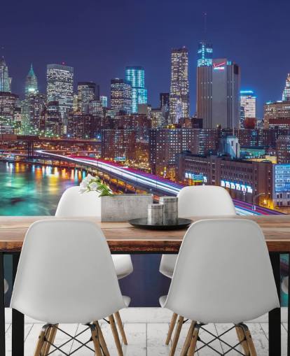 Bright Lights Manhattan by East River Wall Mural