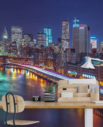 Bright Lights Manhattan by East River Muurschildering