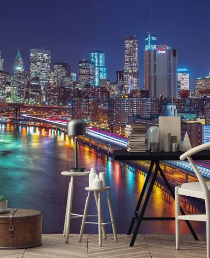 Luzes brilhantes Manhattan por East River Wall Mural