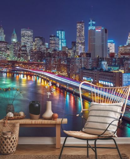 Luzes brilhantes Manhattan por East River Wall Mural
