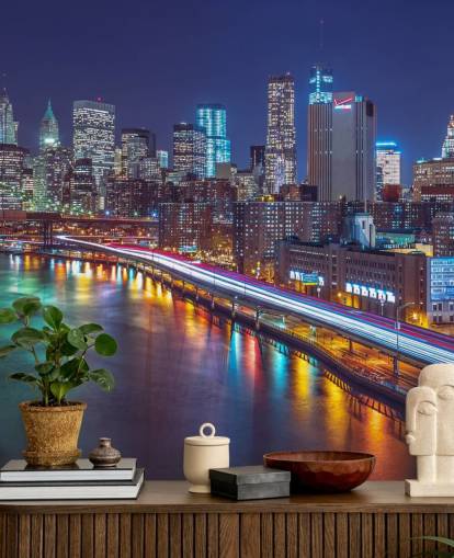 Decorazione murale con luci luminose Manhattan by East River