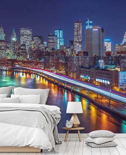 Mural de pared Luces brillantes en Manhattan por East River Mural de pared Luces brillantes en Manhattan por East River