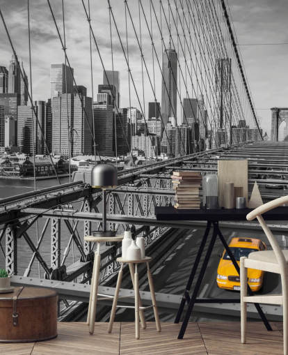 Daylight on Brooklyn Bridge Colour Splash Wallpaper