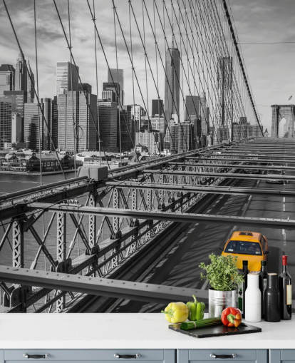 Daylight on Brooklyn Bridge Colour Splash Wallpaper