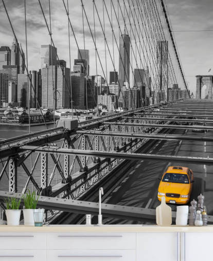 Dagslys på Brooklyn Bridge Farve Splash Wallpaper