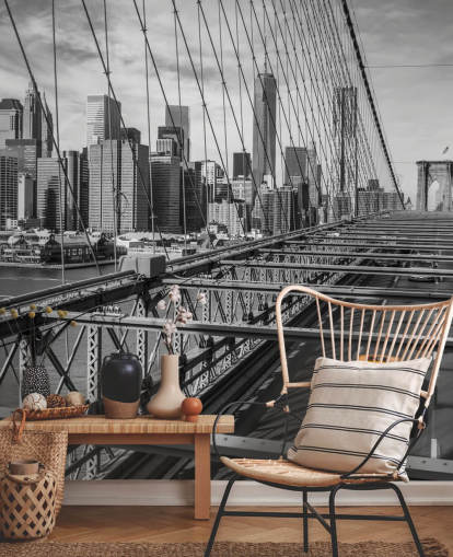 Daylight on Brooklyn Bridge Colour Splash Wallpaper