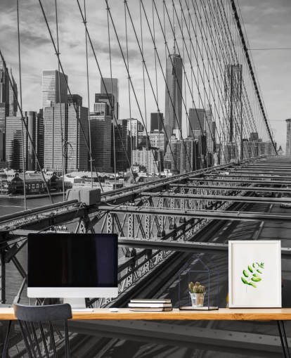 Daylight on Brooklyn Bridge Colour Splash Wallpaper