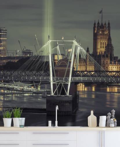 Luzes brilhantes no papel de parede London Eye