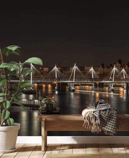 Luzes noturnas sobre o mural da parede de Londres