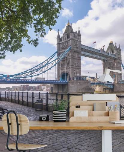 Tower Bridge van de Thames Promenade Muurschildering