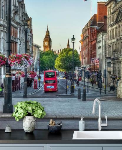 Descargar el fondo de pantalla Streets of London city with Double Decker Bus