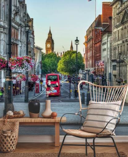 Gader i London by med Double Decker Bus tapet