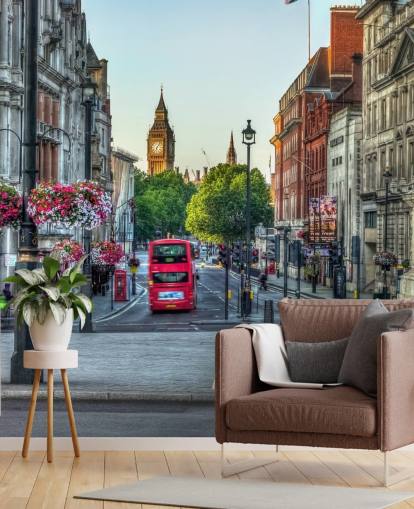 Straßen von London City mit Doppeldecker-Bus-Tapete