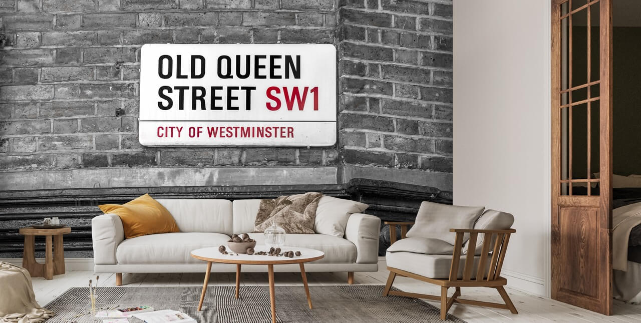 Oud Queen Street uithangbord behang | Wallsauce NL
