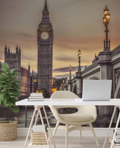 Westminster Bridge en Big Ben muurschildering