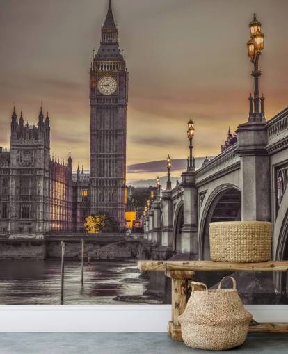 Mural del puente de Westminster y el Big Ben Mural del puente de Westminster y el Big Ben