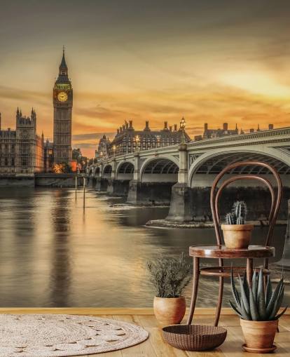 Westminster et pont au coucher du soleil papier peint