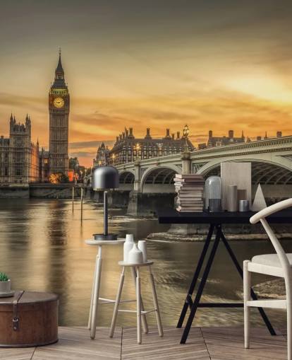 westminster og bridge ved solnedgang tapet
