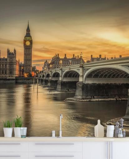 westminster and bridge at sunset wallpaper
