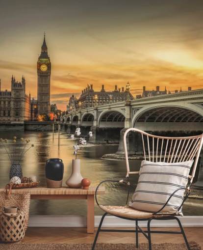 Westminster und Brücke bei Sonnenuntergang Tapete Westminster und Brücke bei Sonnenuntergang Tapete