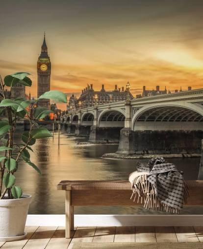westminster og bro ved solnedgang tapet