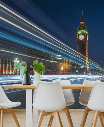Westminster Abby, Big Ben mit Lichtstreifen Fototapete