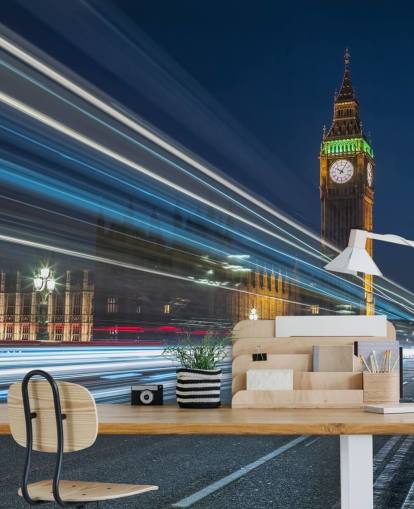 Papier Peint Fresque Abby, Big Ben, avec bandes lumineuses