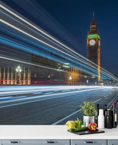 Decorazione murale Westminster Abby, Big Ben con luci a strisce Decorazione murale Westminster Abby, Big Ben con luci a strisce