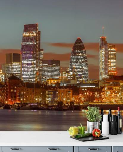 Skyline de Londres e o Mural do Edifício Gherkin