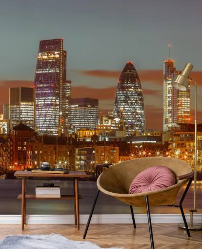 Londons Skyline och Gherkin Building väggmålning