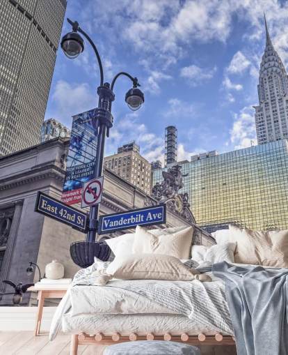 Decorazione murale con paesaggio urbano di New York con Chrysler Building