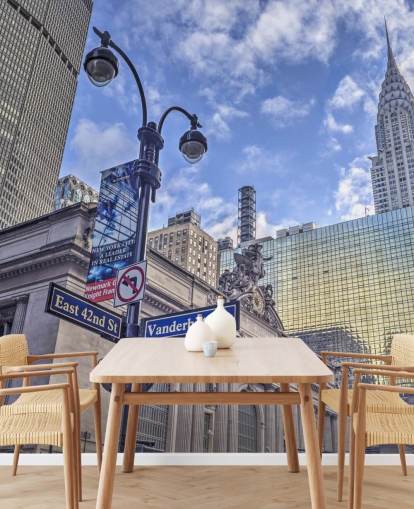 New York Cityscape med Chrysler Building Veggmaleri