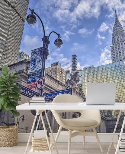 Mural de pared Paisaje urbano de Nueva York con edificio Chrysler