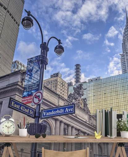 New York Cityscape med Chrysler Building Veggmaleri