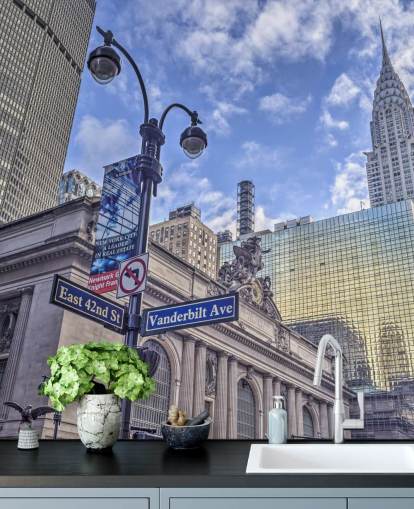 Mural de pared Paisaje urbano de Nueva York con edificio Chrysler