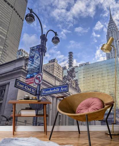 Mural de pared Paisaje urbano de Nueva York con edificio Chrysler