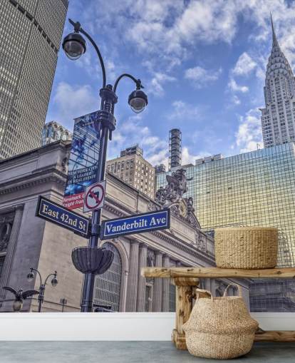 Decorazione murale con paesaggio urbano di New York con Chrysler Building