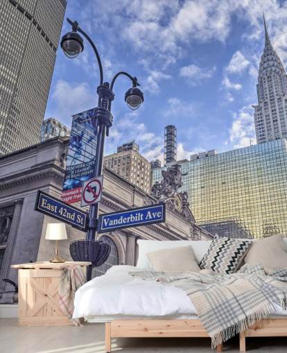 New York Cityscape med Chrysler Building Veggmaleri