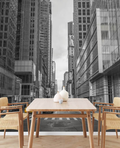 Cabine op muurschildering van New York City Street