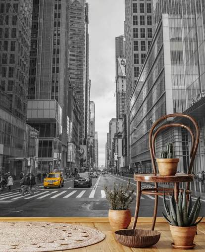 Táxi no Mural da Parede da Rua da Cidade de Nova York