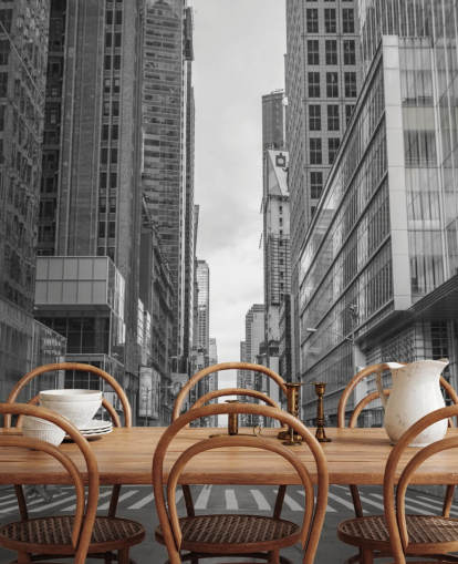 Cabine op muurschildering van New York City Street Cabine op muurschildering van New York City Street