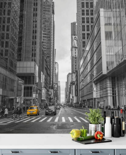 Cab on New York City Street Wall Mural