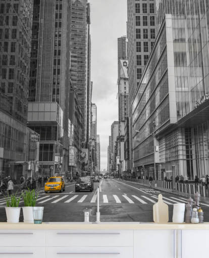 Cab on New York City Street Wall Mural